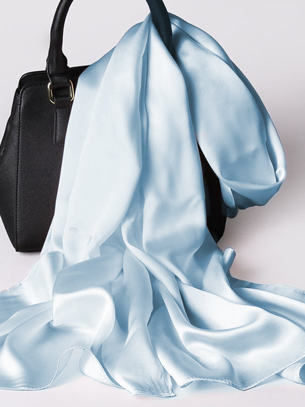 SilkSilky-AU Pure Silk Scarf LightBlue 001