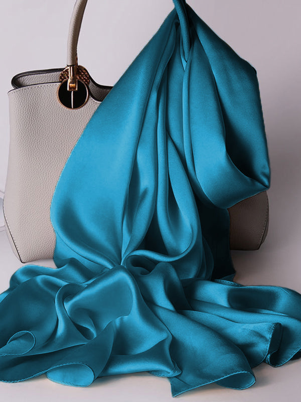 SilkSilky-AU Pure Silk Scarf Teal 001