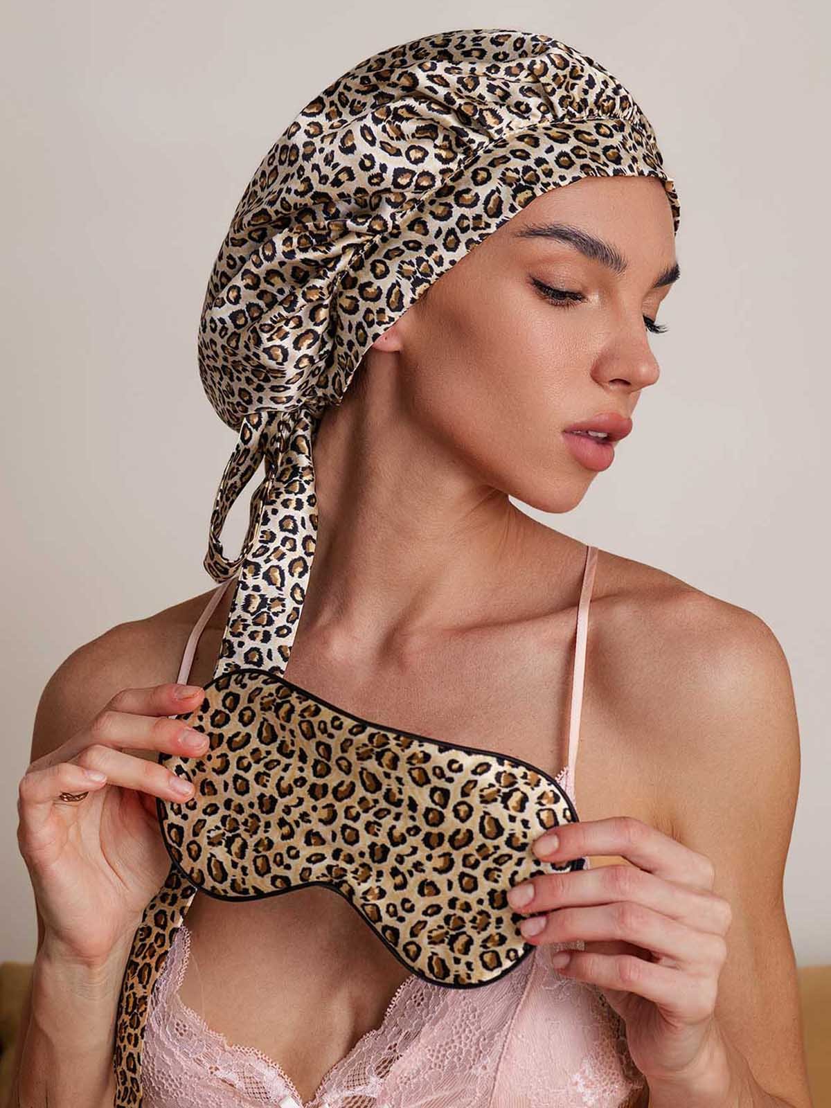 SilkSilky-AU Pure Silk Sleep Cap Leopard 002
