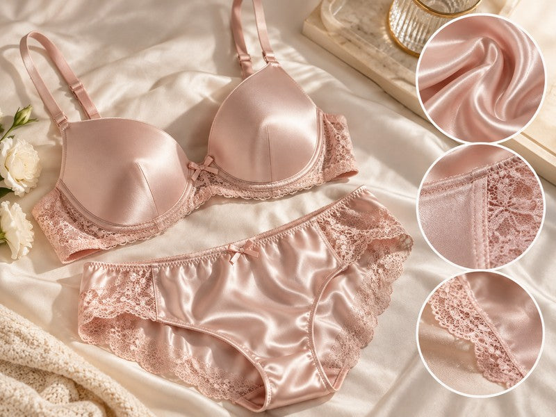 Pure mulberry silk bra and knickers set providing breathable skin benefits