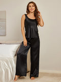 SilkSilky AU Pure Silk Sleeveless Boat Neck Camisole Set Black 004