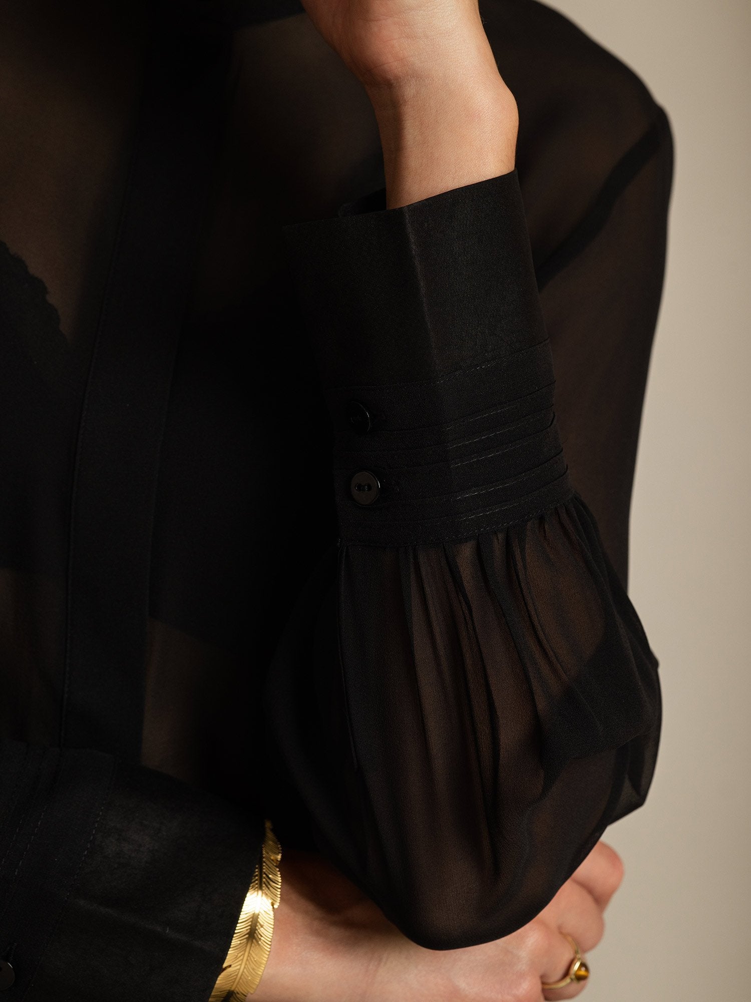 [Black] SilkSilky-AU Pure Silk Split Women's Shirt 004