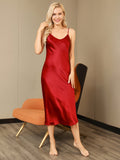 SilkSilky AU 22Momme Pure Silk Sleeveless Boat Neck Nightgown Red 005