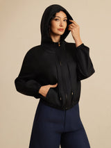 [Black] SilkSilky-AU 18Momme Silk Satin Surah Long Sleeve Stand Collar Women's Outerwear 005