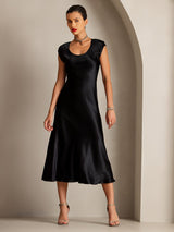 [Black] SilkSilky-AU Cap Sleeve Dress 006