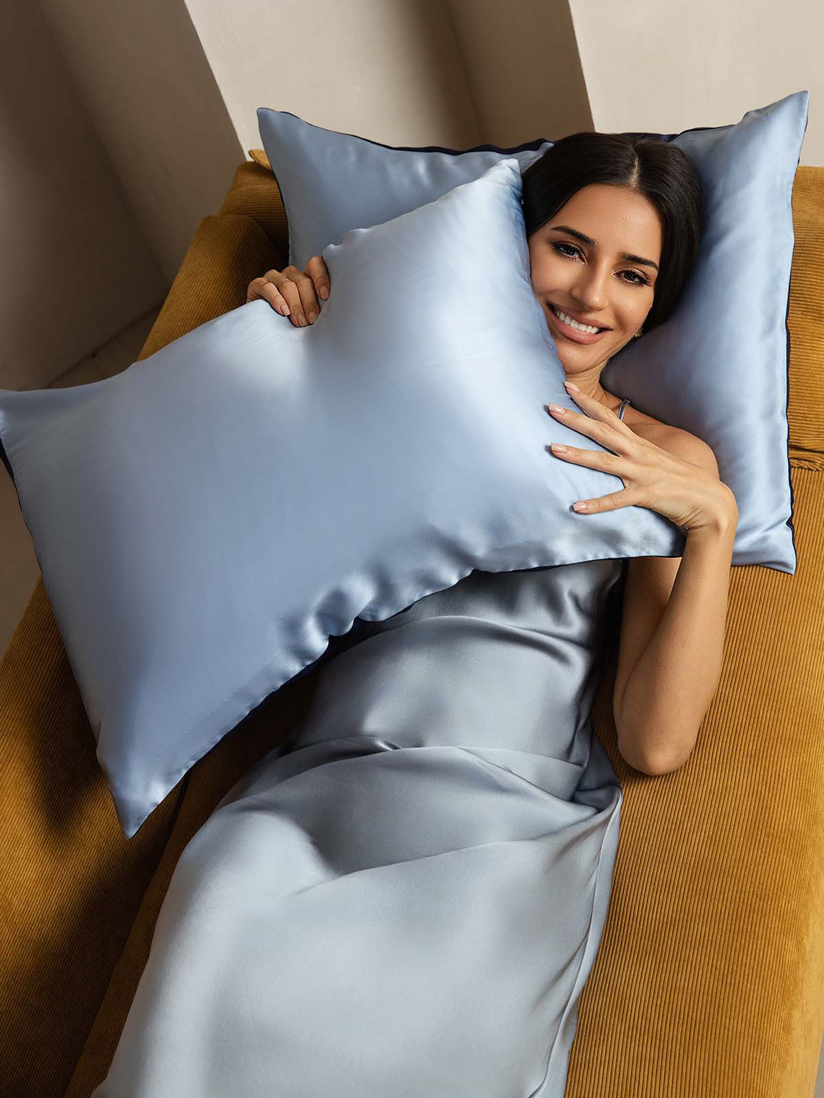 [DarkBlue+LightBlue] SilkSilky-AU 22Momme Pure Silk Pillowcase 004