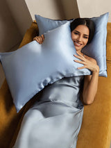 [DarkBlue+LightBlue] SilkSilky-AU 22Momme Pure Silk Pillowcase 004