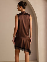 [Bitter Chocolate] SilkSilky-AU Sleeveless Tie Neck Camisole 002