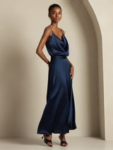 [Dark Blue] SilkSilky-AU Spaghetti Strap Cowl Neck Women's Outfit Sets 005