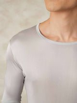 [Silver] SilkSilky-AU Silk Jersey Long Sleeve Round Neck Men's Long Johns 005