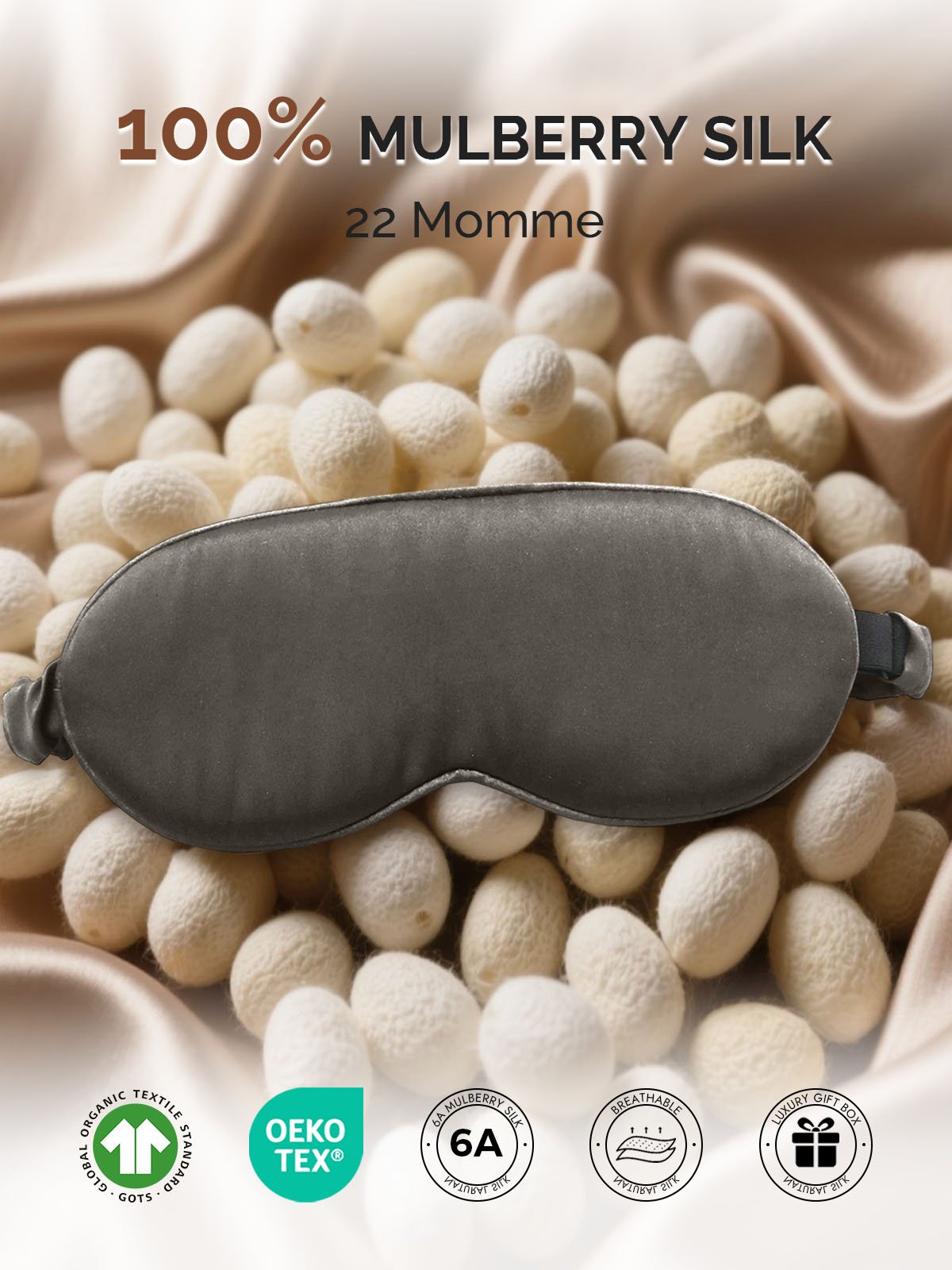 [Dark Gray] SilkSilky-AU 22Momme Pure Silk Eye Mask 002