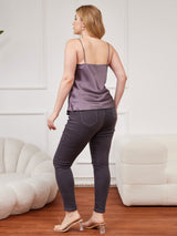 [Purple Gray] SilkSilky-AU Spaghetti Strap V Neck Plus Size Camisole Top 002