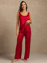 [Wine] SilkSilky-AU 19Momme Machine-Washable Silk Sleeveless Scoop Neck Women's Pyjamas 004