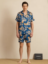 [Navy Dragon] SilkSilky-AU Short Sleeve Notch Collar Men's Pyjamas 003