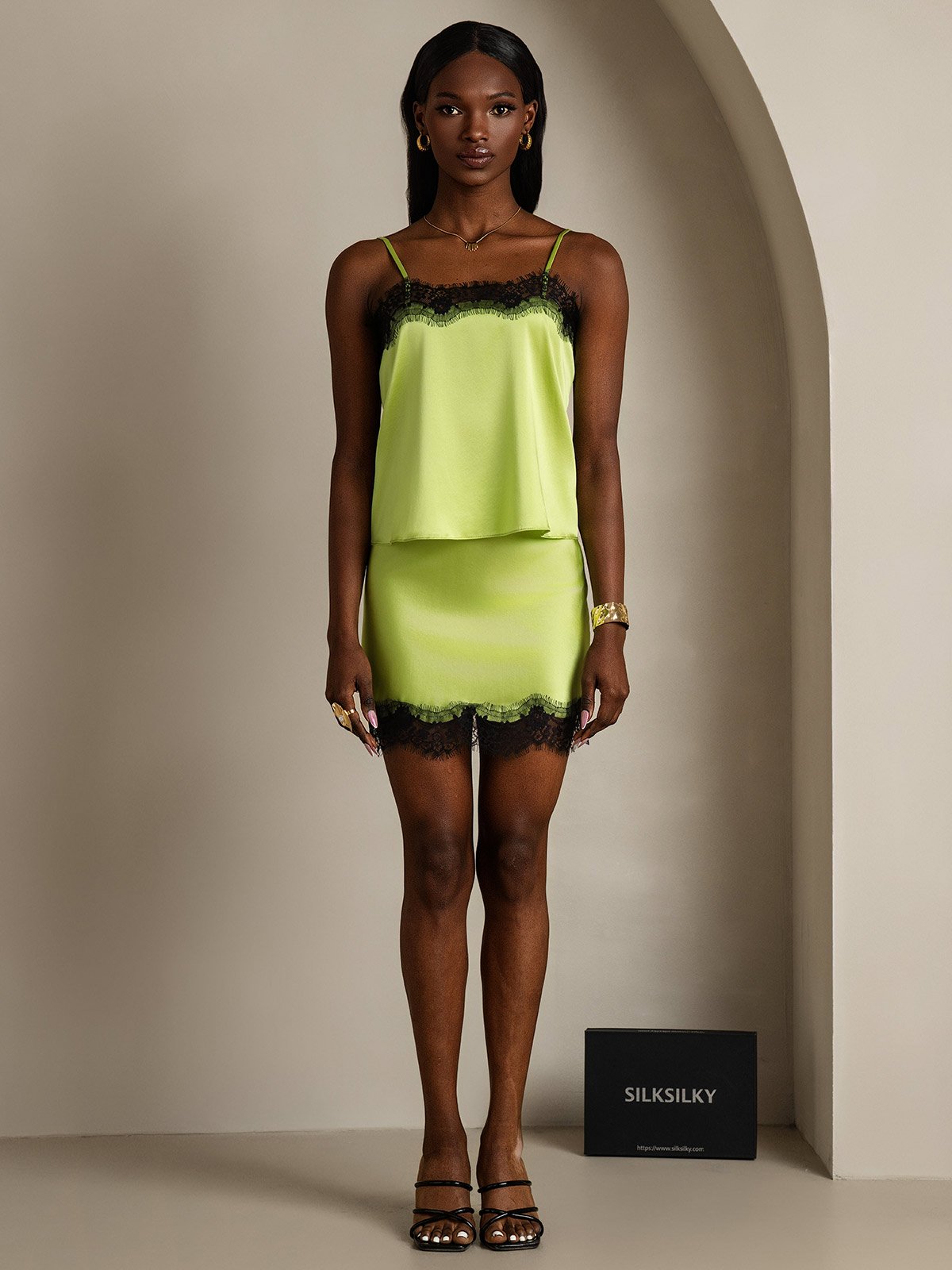 SilkSilky-AU 19Momme Silk Camisole Set MintGreen 007