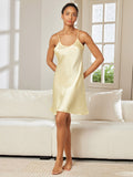 SilkSilky AU Pure Silk Sleeveless Boat Neck Nightgown LightYellow 001