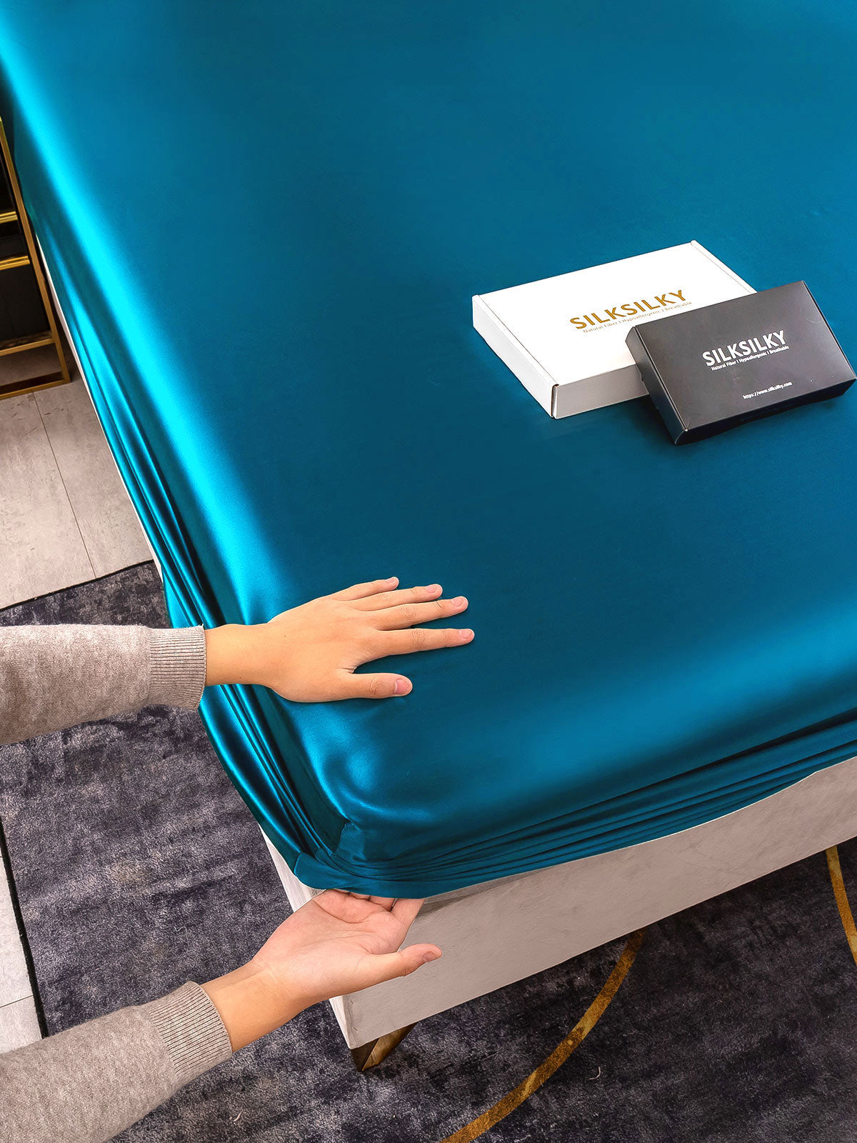 [Teal] SilkSilky-AU 19Momme Pure Silk Sheet 006