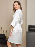 SilkSilky AU Pure Silk Half Sleeve Womens Robe White 002