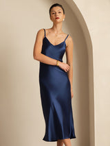 [Dark Blue] SilkSilky-AU Sleeveless V Neck Dress 006