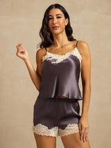 [Purple Gray] SilkSilky-AU Sleeveless V Neck Camisole Set 003