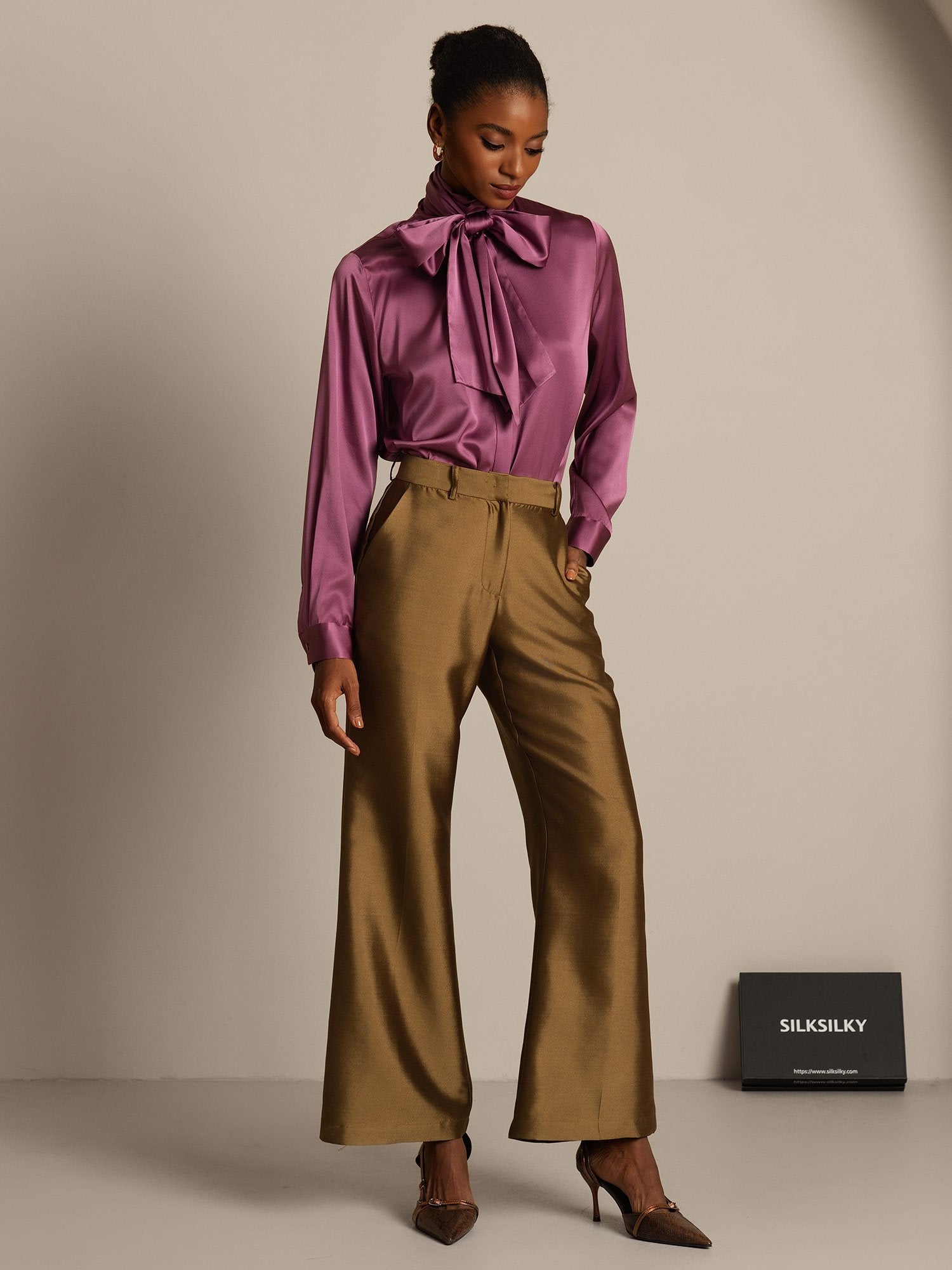 [Bronze] SilkSilky-AU 32Momme Wool Womens Pants 003,