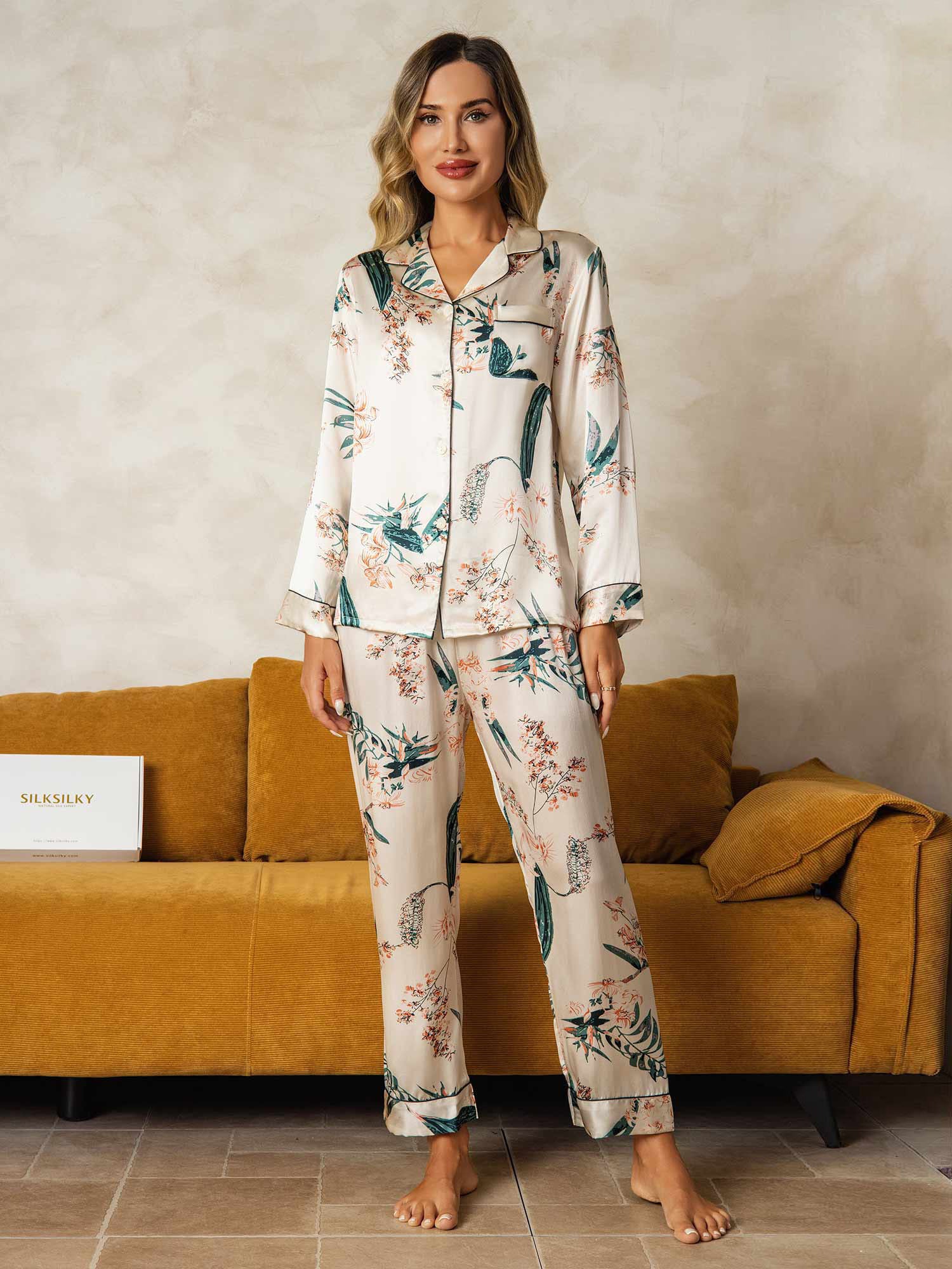 [Ivory] SilkSilky-AU Pure Silk Womens Pajamas 005