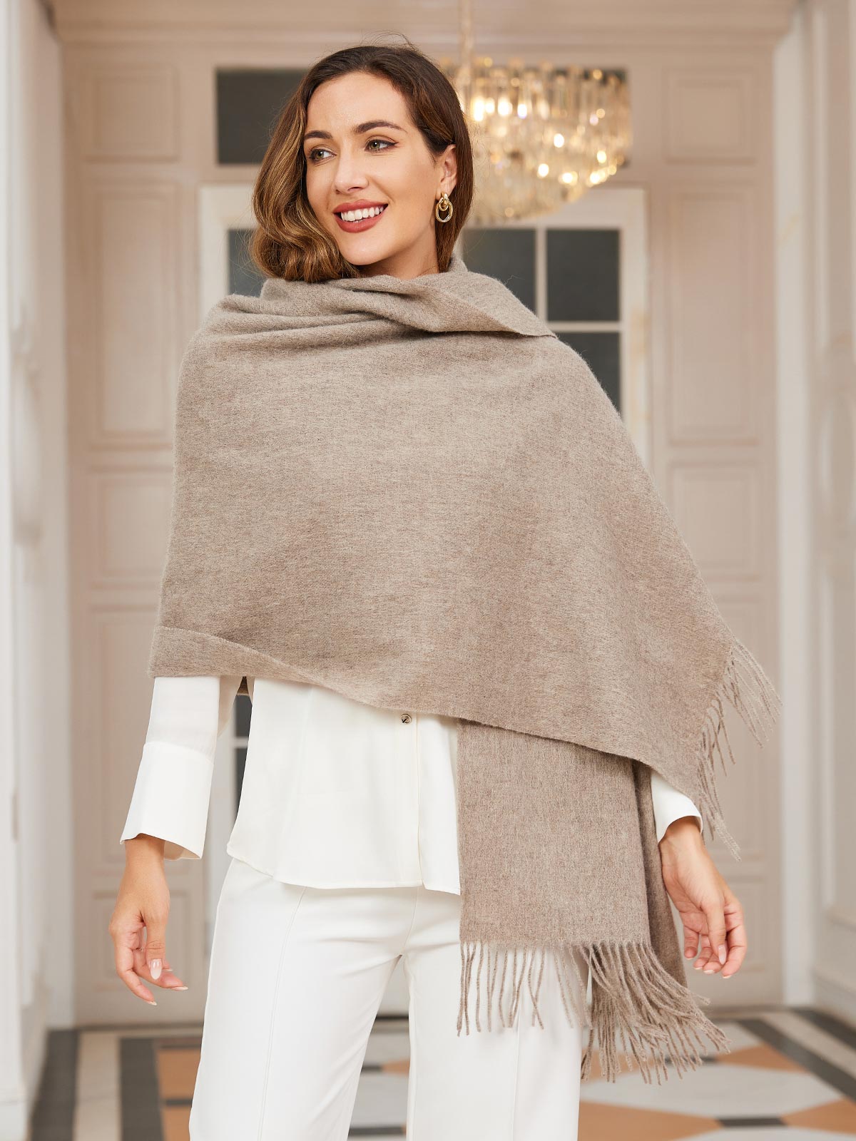 [Dark Khaki] SilkSilky-AU Wool Scarf 003