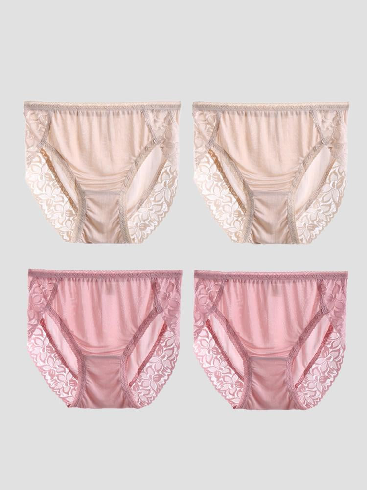 SilkSilky-AU Silk Knitted Panty Beige+Pink 003