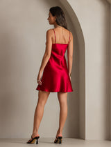[Wine] SilkSilky-AU Spaghetti Strap V Neck Dress 002