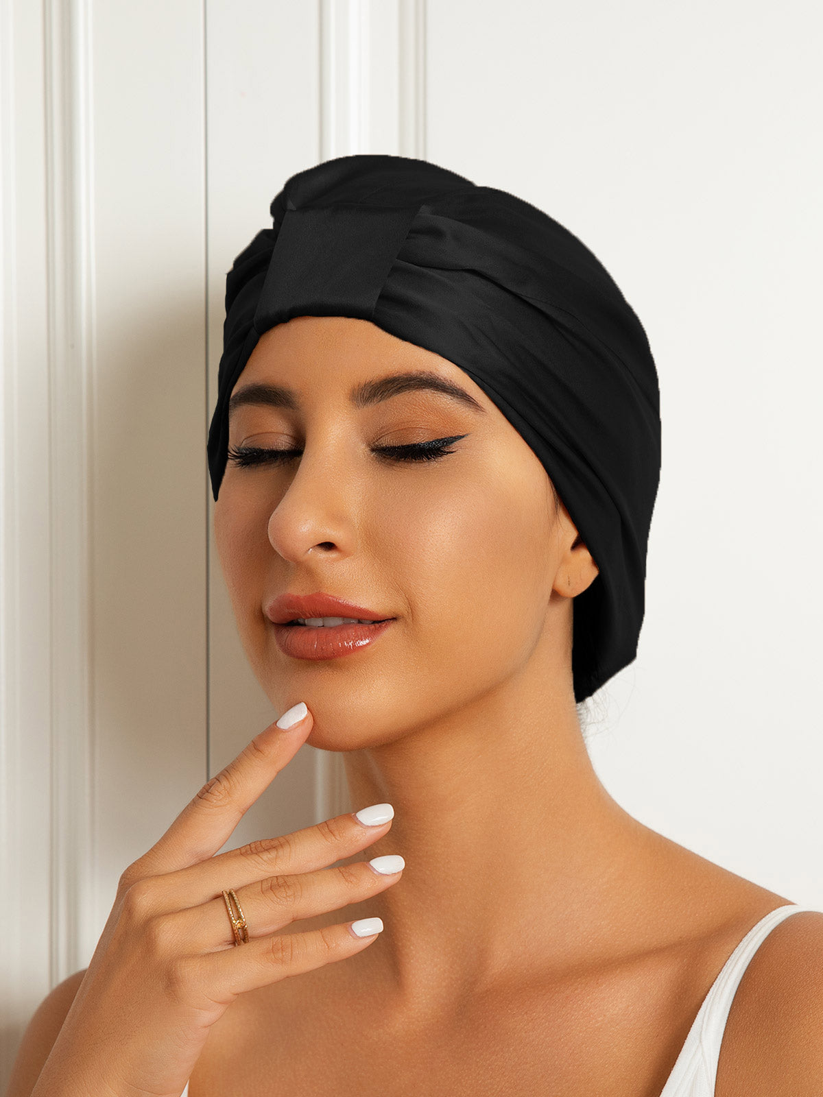 SilkSilky-AU Pure Silk Sleep Cap Black 003