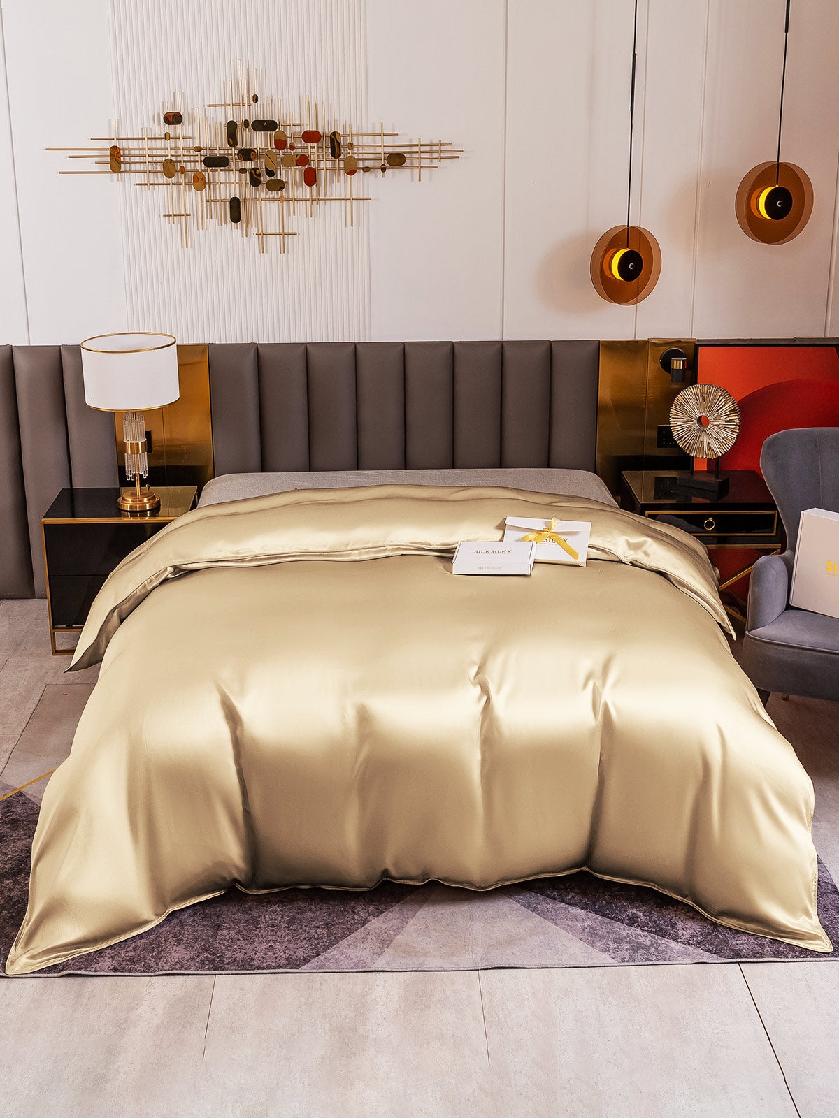 [Beige] SilkSilky-AU 19Momme Duvet Covers 002