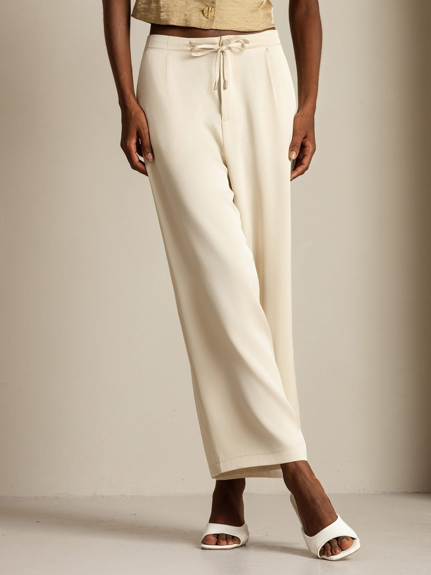 [Beige] SilkSilky-AU 19Momme Silk Womens Pants 007