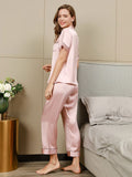 SilkSilky AU Pure Silk Short Sleeve Lapel Women's Pyjamas Pink 002