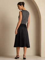[Black] SilkSilky-AU 19Momme Stretch Silk Charmeuse Skirt 004