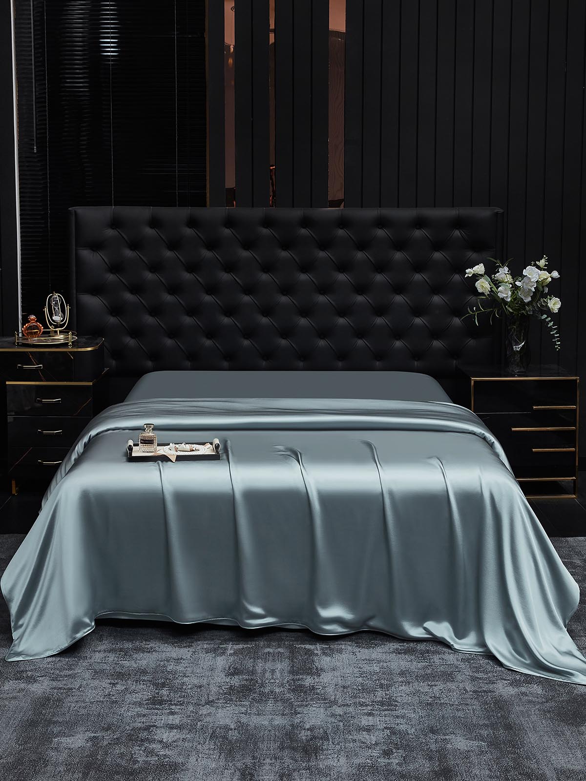 [Grayish Blue] SilkSilky-AU 19Momme Pure Silk Duvet Cover 002