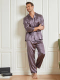 SilkSilky AU 19Momme Pure Silk Long Sleeve Lapel Men's Pyjamas Gray 003