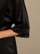 [Black] SilkSilky-AU Half Sleeve Women's Dressing Gown 004