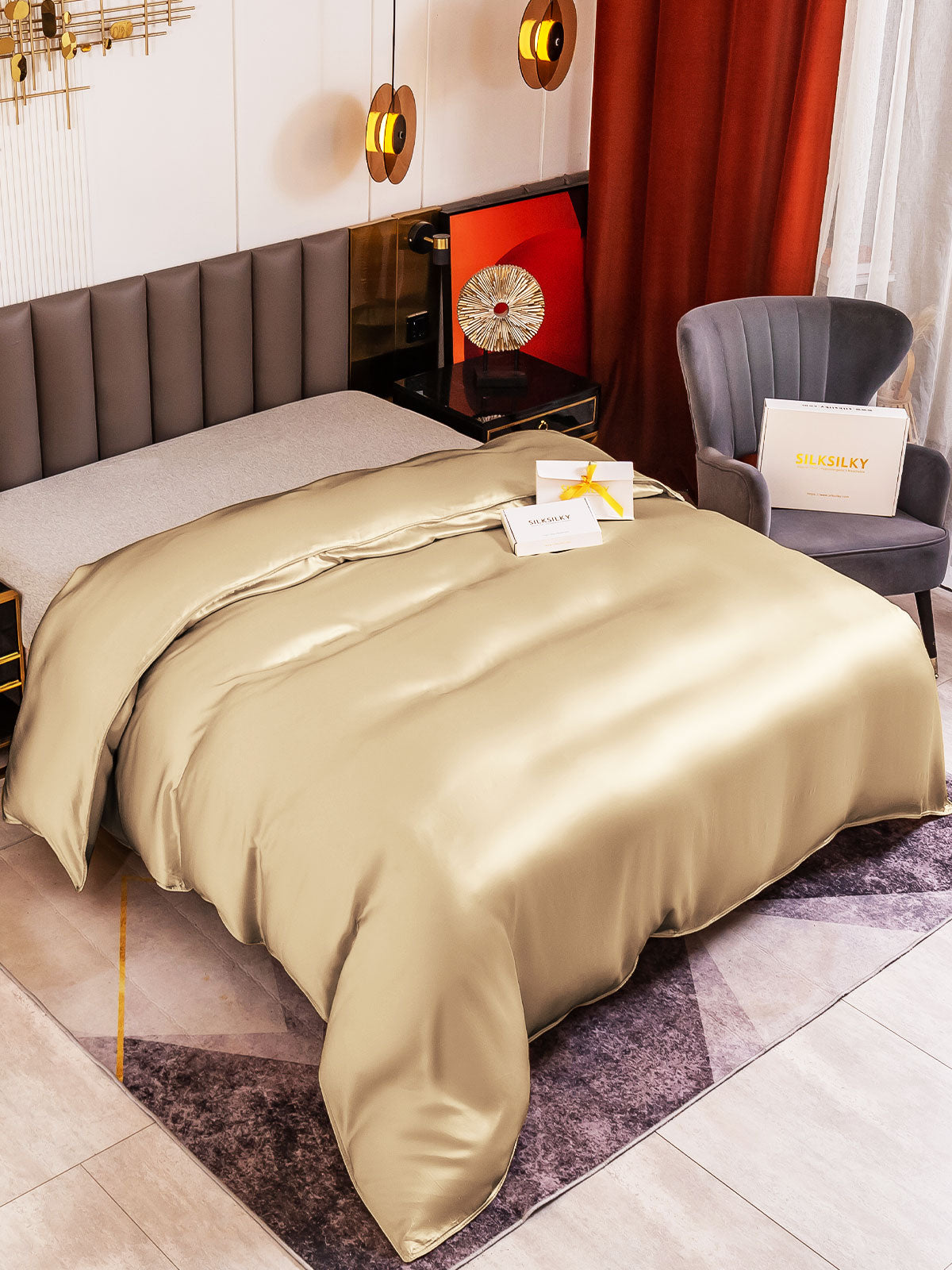 [Beige] SilkSilky-AU 19Momme Duvet Covers 001