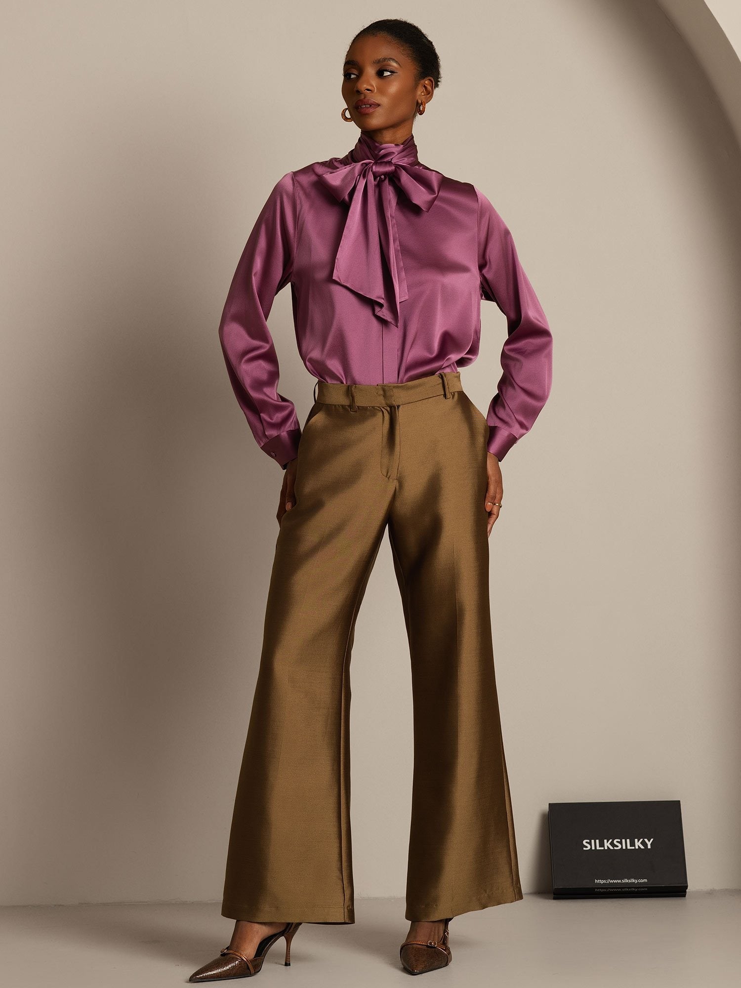 [Bronze] SilkSilky-AU 32Momme Wool Womens Pants 006,