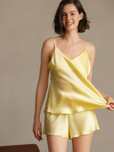 [Light Yellow] SilkSilky-AU Sleeveless V Neck Camisole Set 001