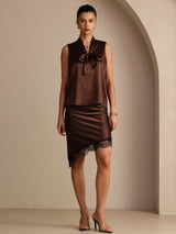 [Bitter Chocolate] SilkSilky-AU Sleeveless Tie Neck Camisole 007