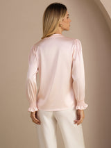 [Pink] SilkSilky-AU Long Sleeve Split Women's Blouse 002