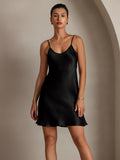 SilkSilky AU Pure Silk Sleeveless V Neck Dress Black 004