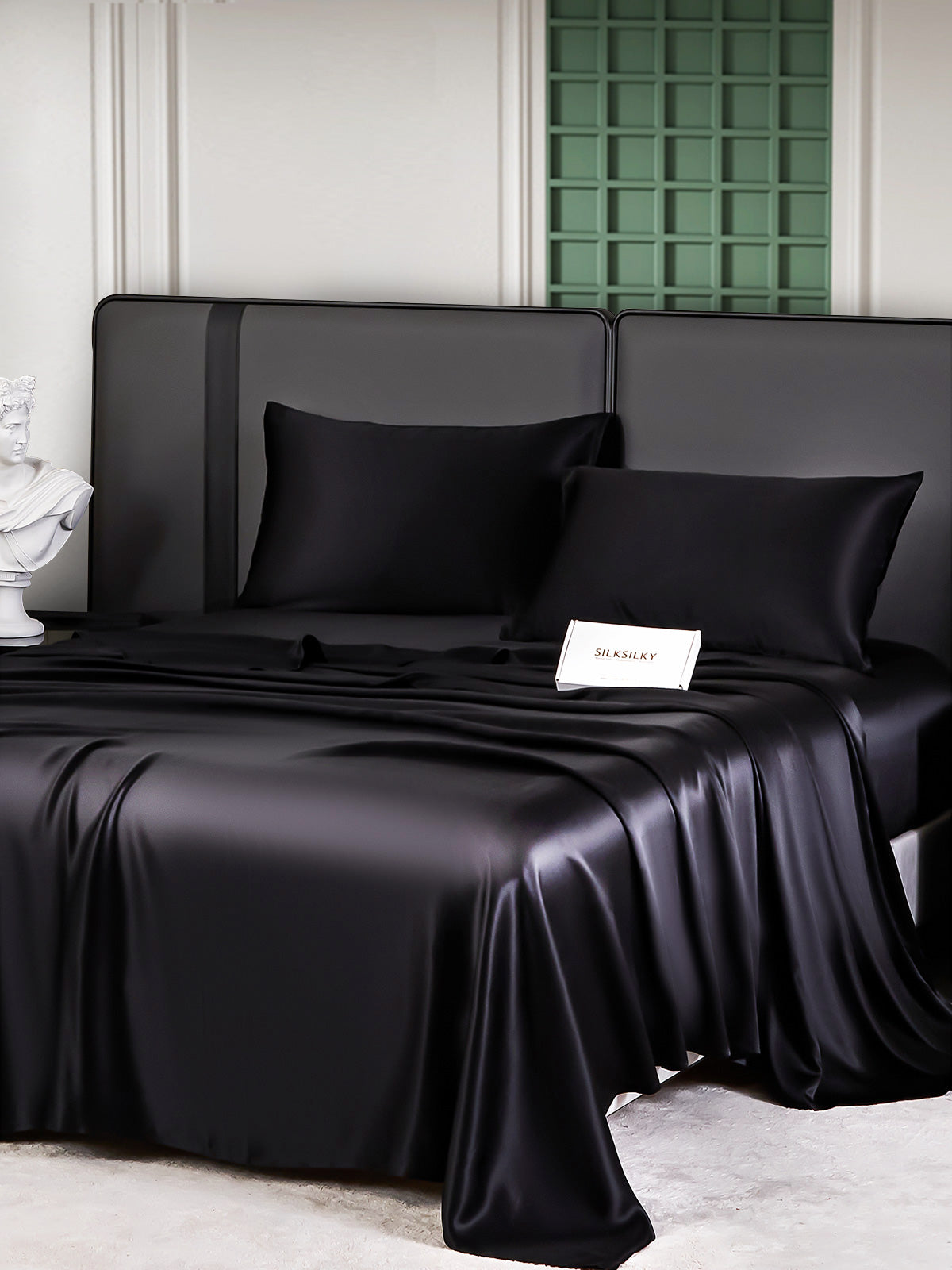 SilkSilky AU 25Momme Pure Silk Bedding Set Black 002