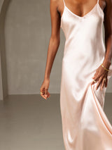 [Pink] SilkSilky-AU Sleeveless V Neck Dress 005