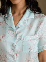 [Sky Floral] SilkSilky-AU Short Sleeve Notch Collar Women's Pyjamas 005