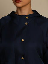 [DarkBlue] SilkSilky-AU Silk Satin Surah Long Sleeve High Neck Women's Outerwear 006