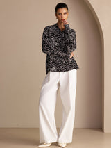 [Black Wave] SilkSilky-AU Long Sleeve Lapel Collar Women's Shirt 005