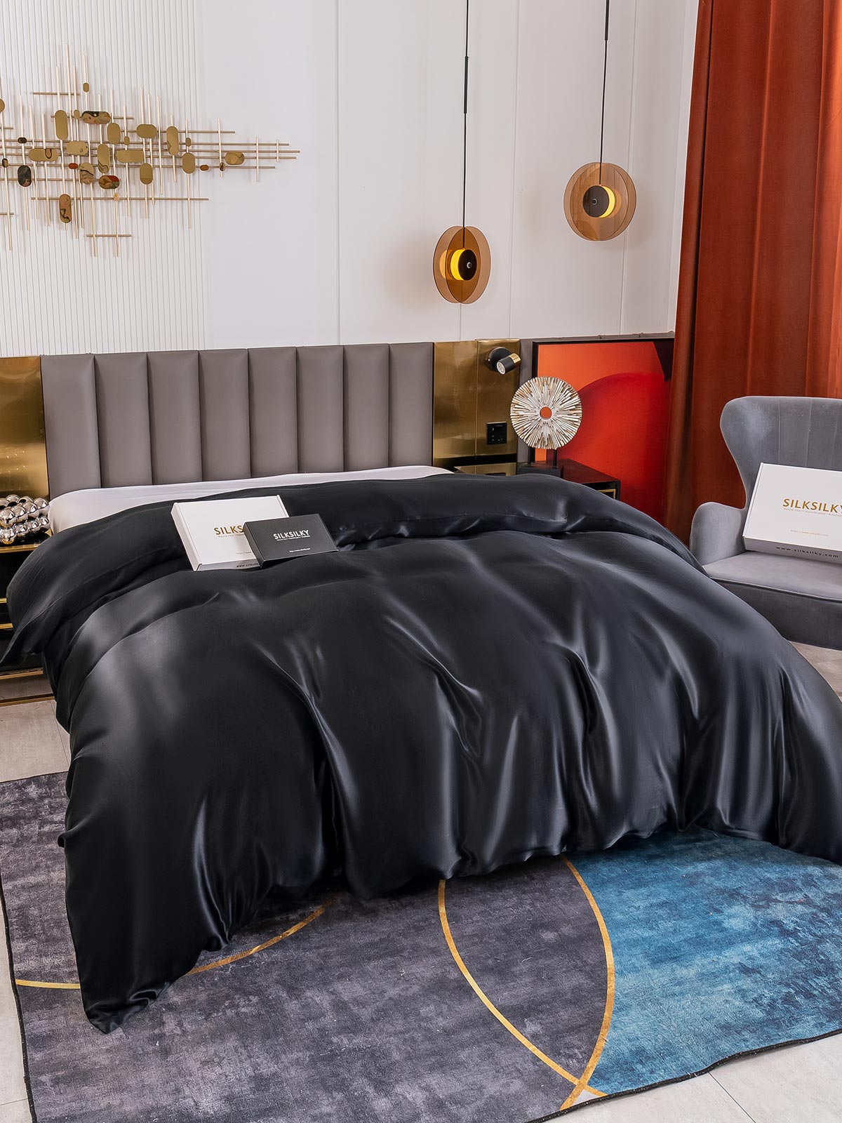 [Black] SilkSilky-AU 19Momme Duvet Covers 004