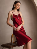 SilkSilky AU Pure Silk Sleeveless Round Neck Dress Wine 001